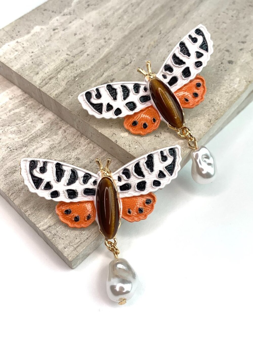 NEW ~ Anthropologie Colorful Butterfly Pearl Drop Earrings